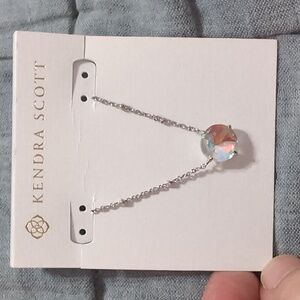 Kendra Scott Silver Necklace with Iridescent Charm